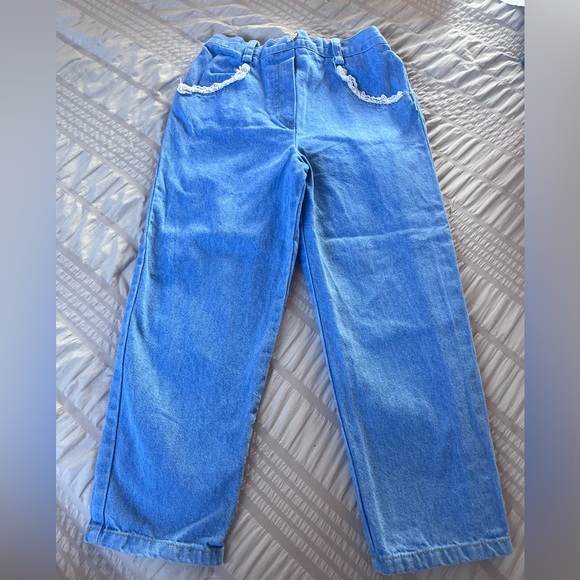 Other - Vintage Blue Straight Leg Jeans with Lace Detail